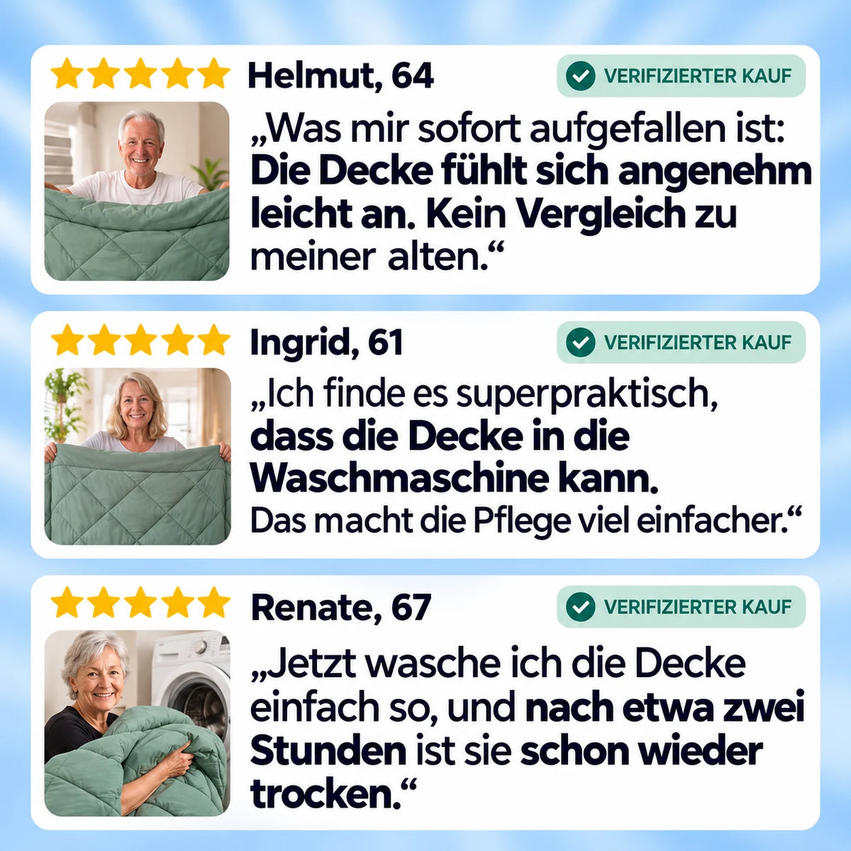 Ganzjahresdecke. Waschbar & ohne Bezug.