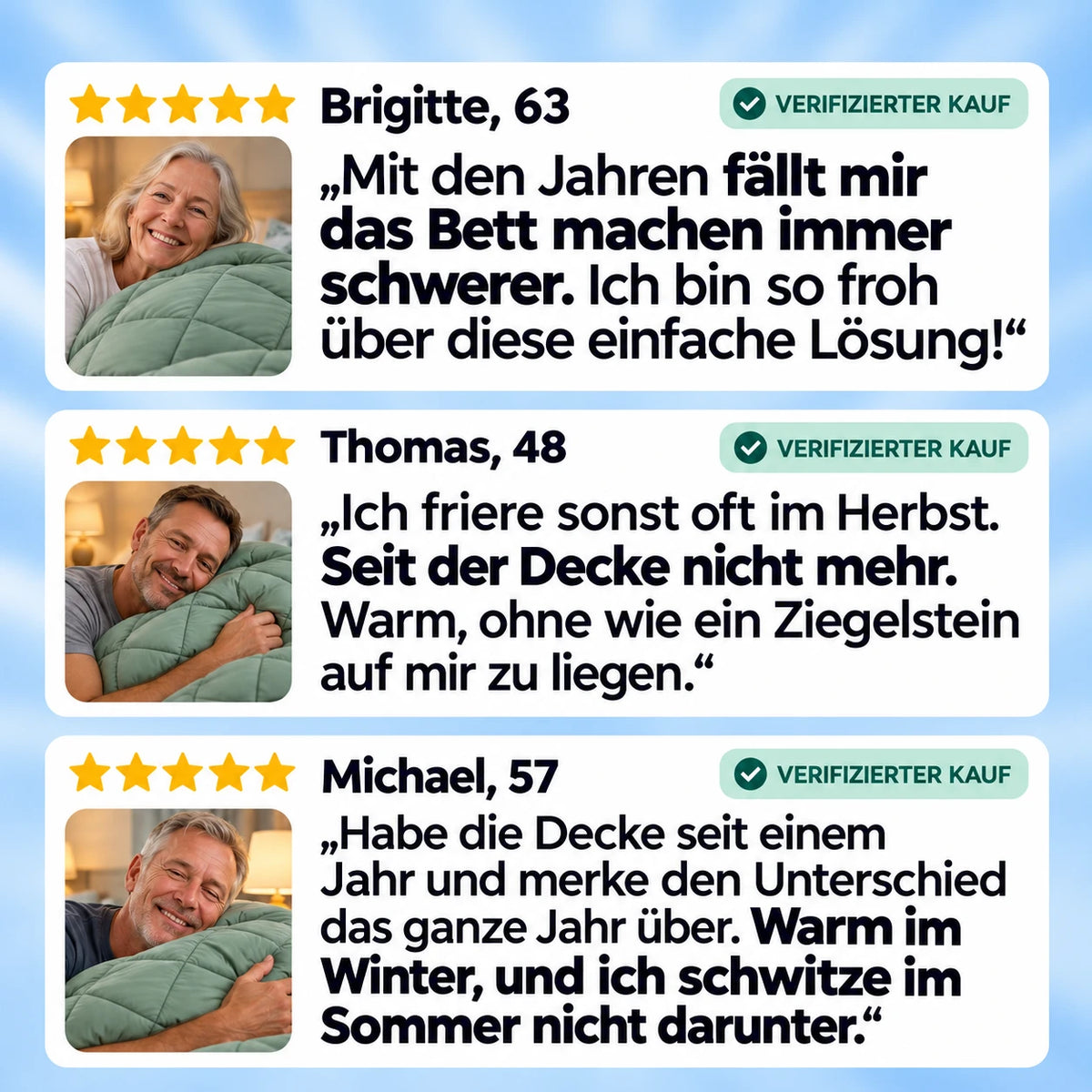 Ganzjahresdecke. Waschbar & ohne Bezug.